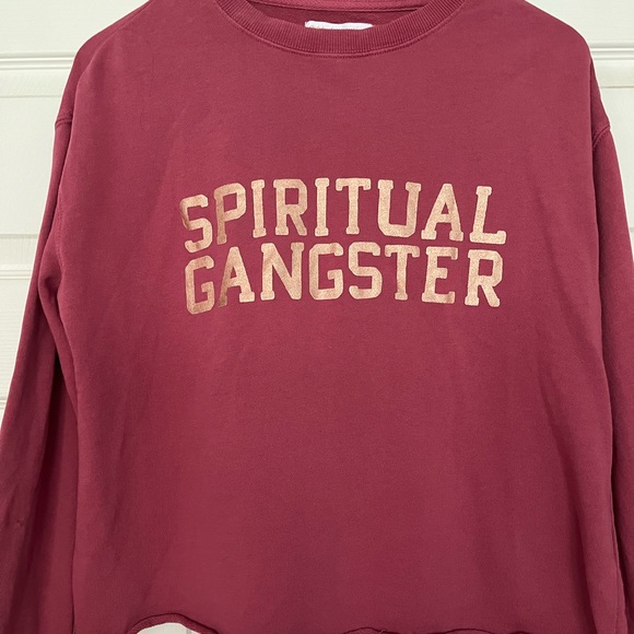 Spiritual Gangster Maroon Long Sleeve Cropped Sweatshirt - Women's Medium - Picture 2 of 7